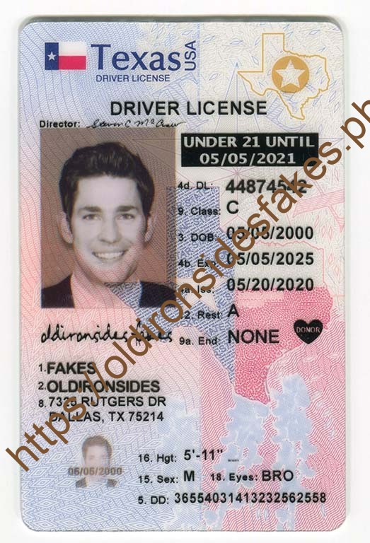 OldIronsidesFakes PH - Texas Driver License(New TX U21 2020)
